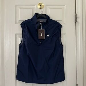 NWT $140 QUIET GOLF  Tech Shell Quarter Zip Vest size M in blue